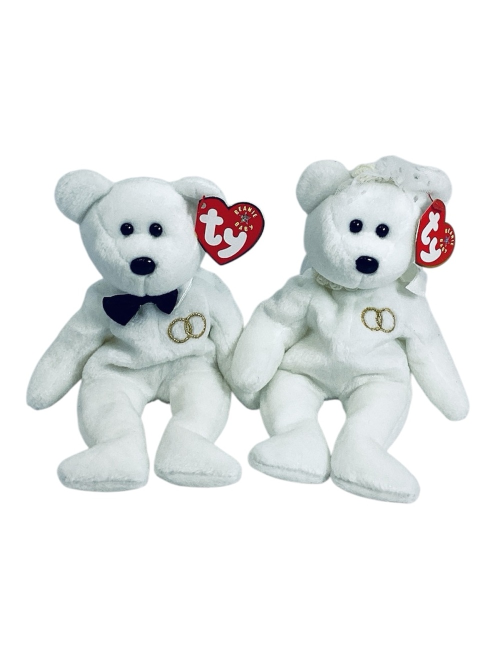💚 TY “Mr. & Mrs.” Beanie Baby Wedding Bear Couple - NWT